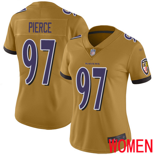 Baltimore Ravens Limited Gold Women Michael Pierce Jersey NFL Football #97 Inverted Legend